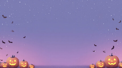 Fototapeta premium ハロウィンの星空とカボチャランタンの背景