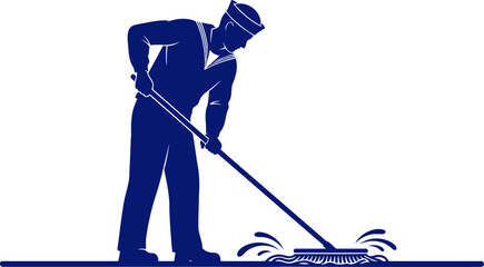 navy sailors deck scrub duty, diligence, and maritime pride, isolated on transparent background