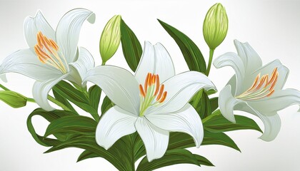 white lily isolated on white