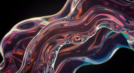 Obraz premium Liquid Metal Flow Abstract 3D Art, Molten Copper Waves