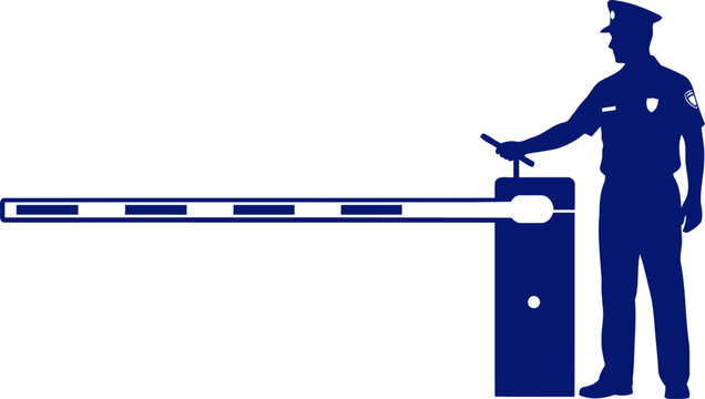 security officer silhouette controlling access and ensuring safety, isolated on transparent background