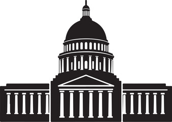 Vector art of silhouette illustration of a capitol building, representing government, architecture, and political power in a classic design