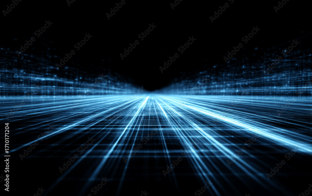 Poster futuristic blue digital lines creating a high-tech and dynamic visual effect
