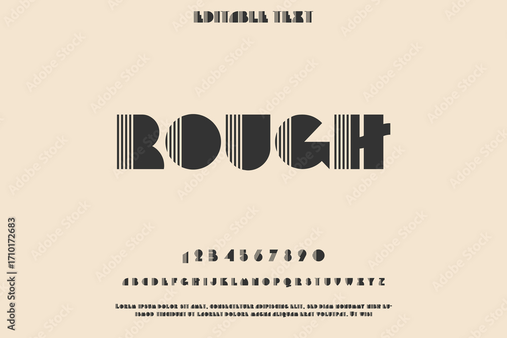 Aufkleber bold rough font design with vertical lines and numbers