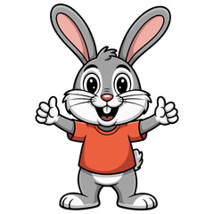 Obraz premium Happy Bunny Approves: A cheerful bunny rabbit, with a charming smile and thumbs-up gesture, expressing joyful approval with a bright, friendly demeanor. 