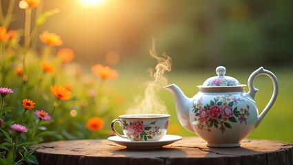 Fototapeta premium teapot and cup