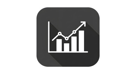 A graph graph icon with a long shadow for digital design, illustration, visual communication, or stock photography