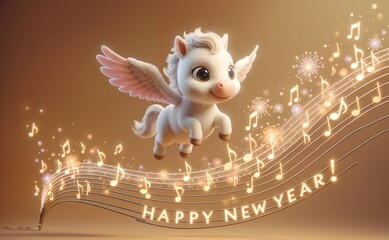 2026年_年賀状_素材_横_3D_馬_103