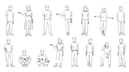 Businessman and Businesswoman Vector Line Art Office Workspace Illustration AI EPS PNG