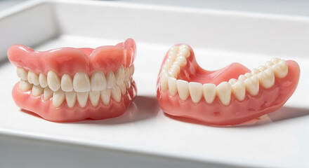 Obraz premium Full set of dentures isolated on white background