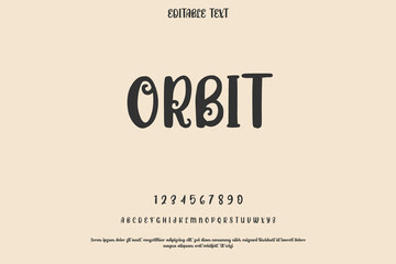 Retro style orbit font design with decorative elements