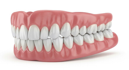 Close up of a set of dentures isolated on white background