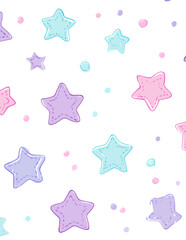 Nahtloses Muster mit pastellfarbenen Sternen und Punkten