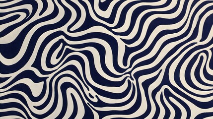 Abstract wavy lines background with flowing black and white stripes creating modern optical illusion artistic design