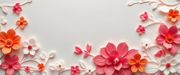 Fototapeta premium Intricate floral paper cut template, ideal for crafting and design projects, blossom, art