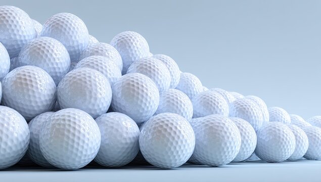A mound of white golf balls