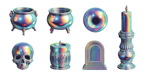 Colorful Surreal Objects Collection with Transparent Background for Illustration
