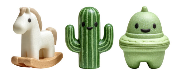 Playful Toy Figurines on Transparent Background for Kids' Decor