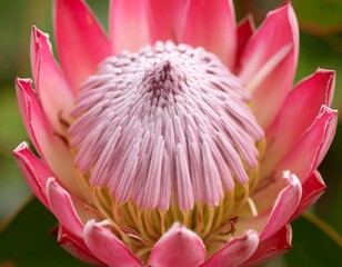 Close-up of vibrant pink protea flower