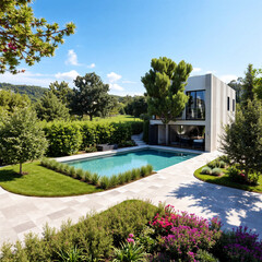 modern villa with swimming pool