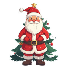 santa claus and christmas tree