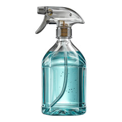 Clear Spray Bottle with Blue Liquid Isolated