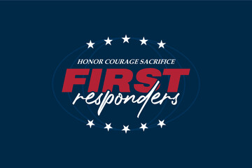 first responders holiday concept vector