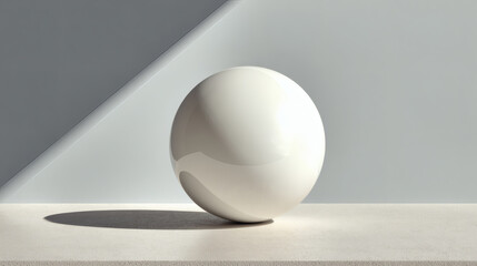 Minimalist White Sphere with Strong Contrast and Subtle Shadow
