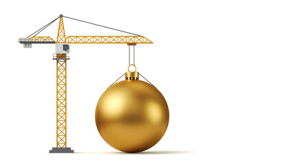 the crane holds a Christmas ball . Generative AI
