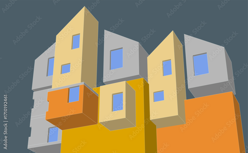 Poster abstract architecture concept building 3d