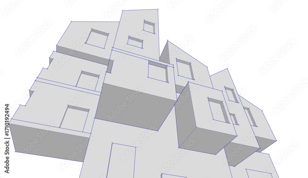Poster abstract architecture concept building 3d