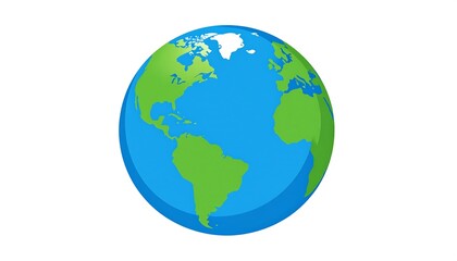 A simple, stylized illustration of the Earth, displaying continents and oceans in a clean, vibrant design.