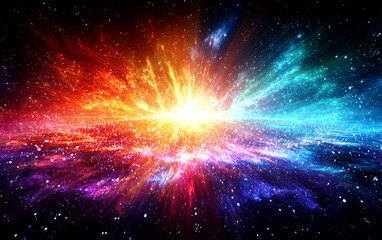 Fototapeta premium Vibrant Cosmic Explosion with Colorful Radiant Streaks