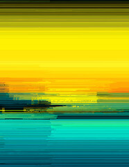 Abstrakte digitale Kunst: Gelb-Türkis-Horizont