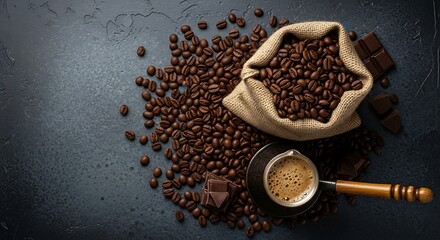 Roasted Coffee Beans and a Coffee Maker.