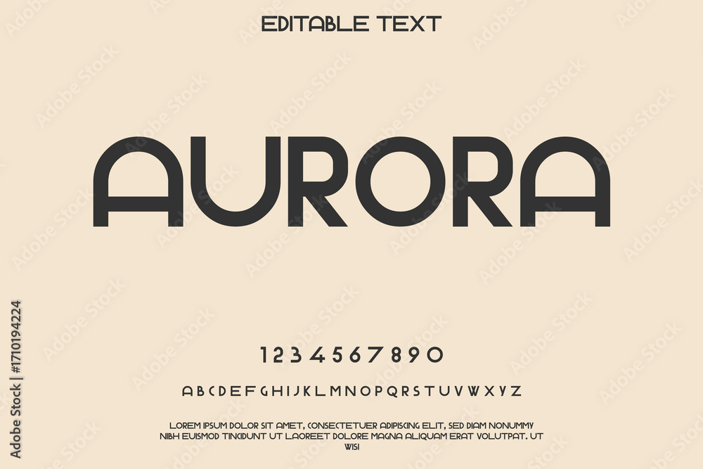 Poster modern minimalist sans serif font alphabet and numbers on a soft beige background