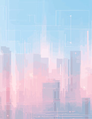 Abstrakte Stadtlandschaft in Pastellfarben