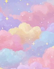 Pastellfarbener Wolkenhimmel mit Sternen