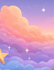 Pastellfarbener Wolkenhimmel mit Sternenstaub - Vektorgrafik