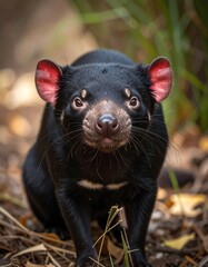 Close-up of a black-faced marsupial