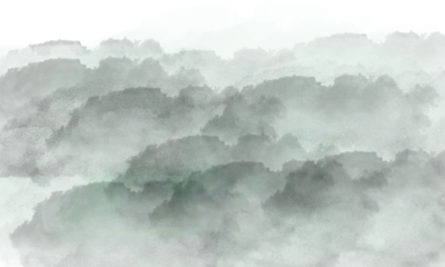 Abstract watercolor texture with soft green and white hues on a black background