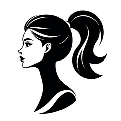 Woman head and shoulder profile silhouette for advertising