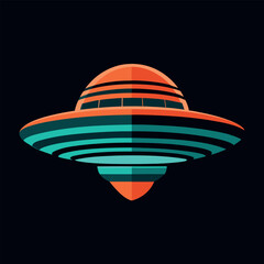 Retro futuristic flying saucer silhouette design