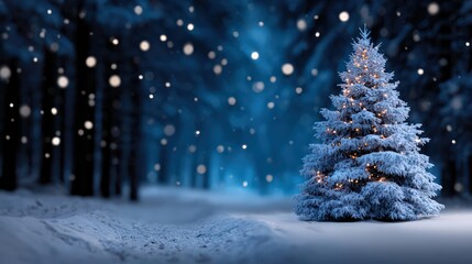 Obraz premium Beautiful Christmas Tree with Decorations and Snowy Branches
