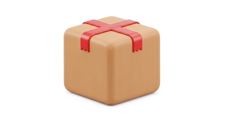 Gift Box Wrapped with Red Ribbon.