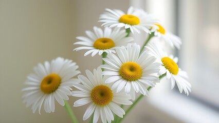 Obraz premium A delicate bouquet of daisies bathed in soft light, symbolizing purity and simplicity.
