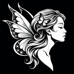 Striking black and white silhouette of a woman