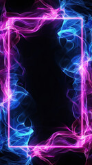 Neon Smoke Frame on Black Background