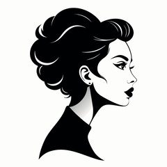 Striking silhouette of a woman s profile with flowing hair