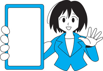 スマホを持ったスーツ姿の女性